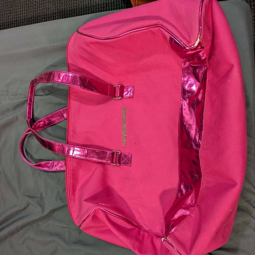 Victoria's Secret Hot Pink Tote with Metallic Trim